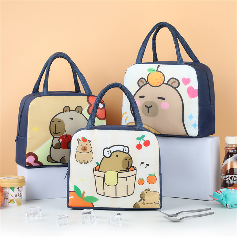 Cartoon Capybara Lunch Bag Ins - Tote Bag Sublimation 评论和价格