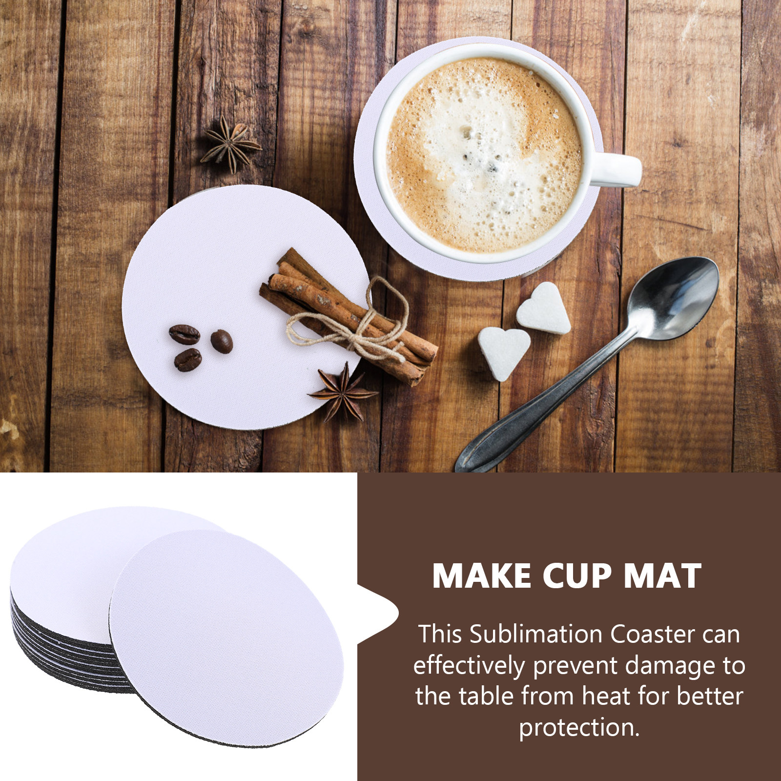 10Pcs Sublimation Cup Coasters - Coaster Sublimation Blank 评论和价格