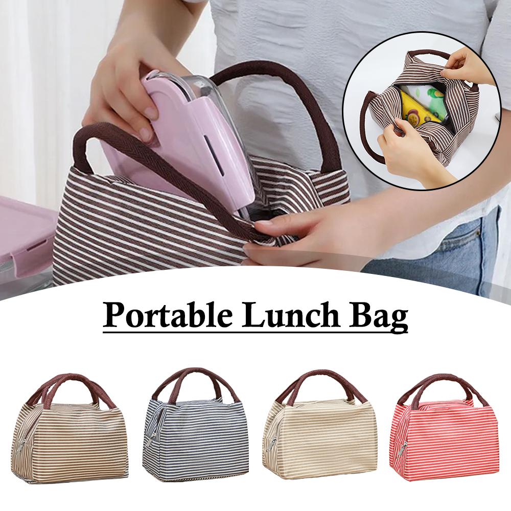 Striped Insulated Lunch Bag Po - Tote Bag Sublimation 评论和价格