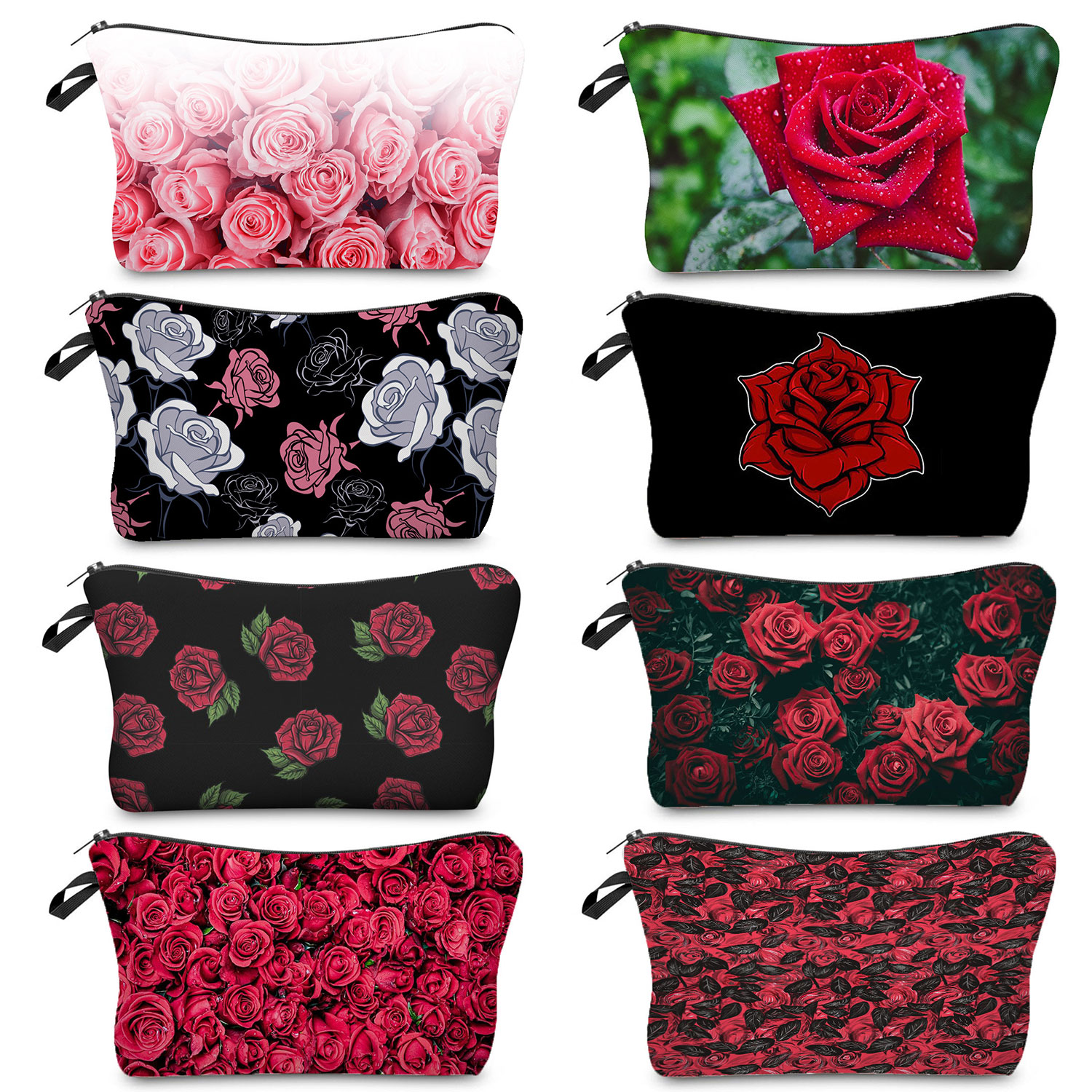 Bright Red Rose Print Cosmetic - Pillow Cover Sublimation 评论和价格