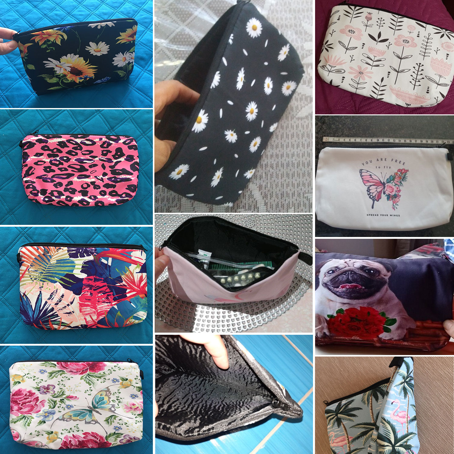 Bright Red Rose Print Cosmetic - Pillow Cover Sublimation 评论和价格